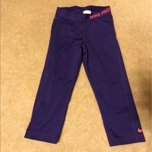 Nike Pro Purple Athletic Capris